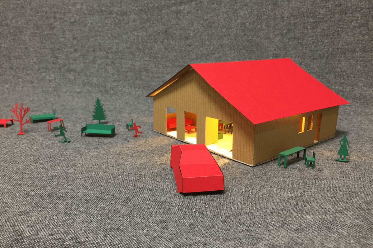 FABOOL Laser Miniで制作した住宅模型キット 外観の様子
