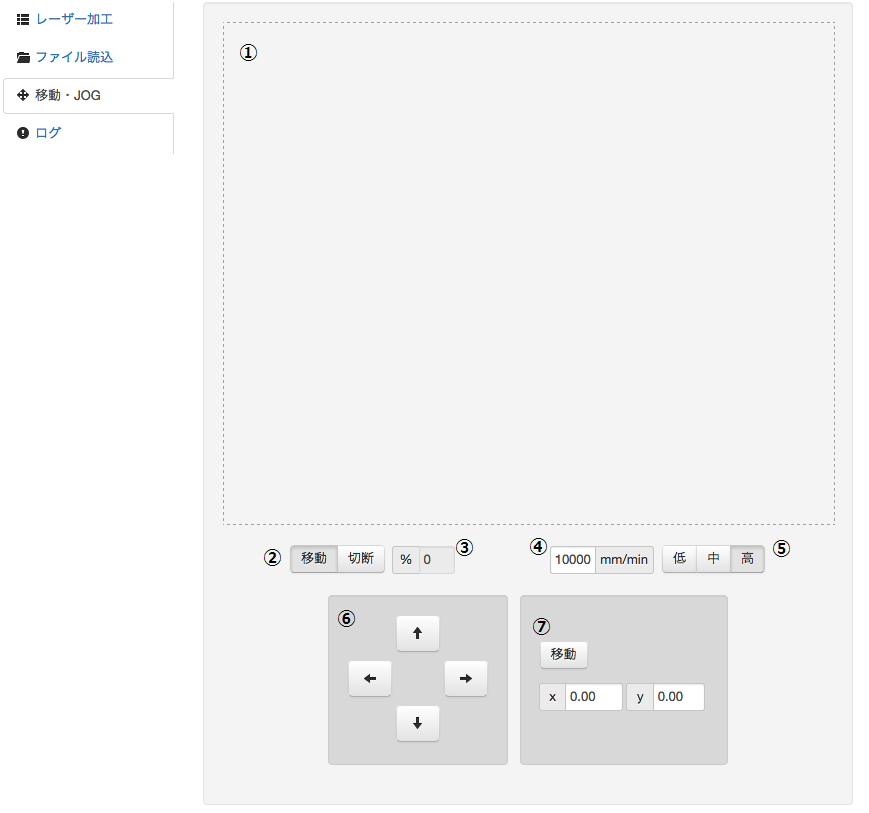 移動・JOG画面